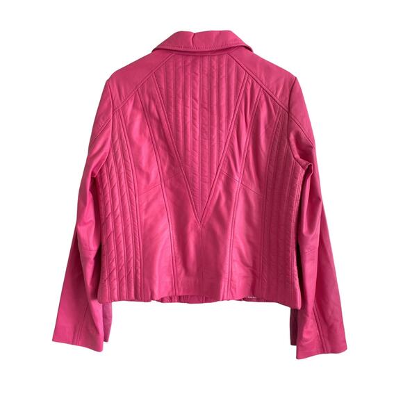 Scully Pink Leather Jacket Womens XL Moto Biker Zippers Vintage - Picture 7 of 7